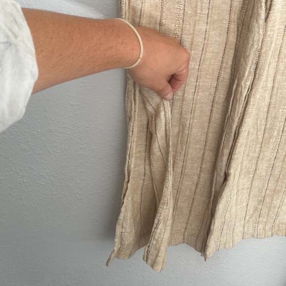 Anthropologie Drew Linen Blend Wideleg Side Split Tan Pants | Size XS - Picture 3 of 7